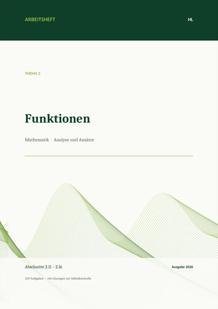 Umschlag des Arbeitshefts „Funktionen“, Thema 2, HL