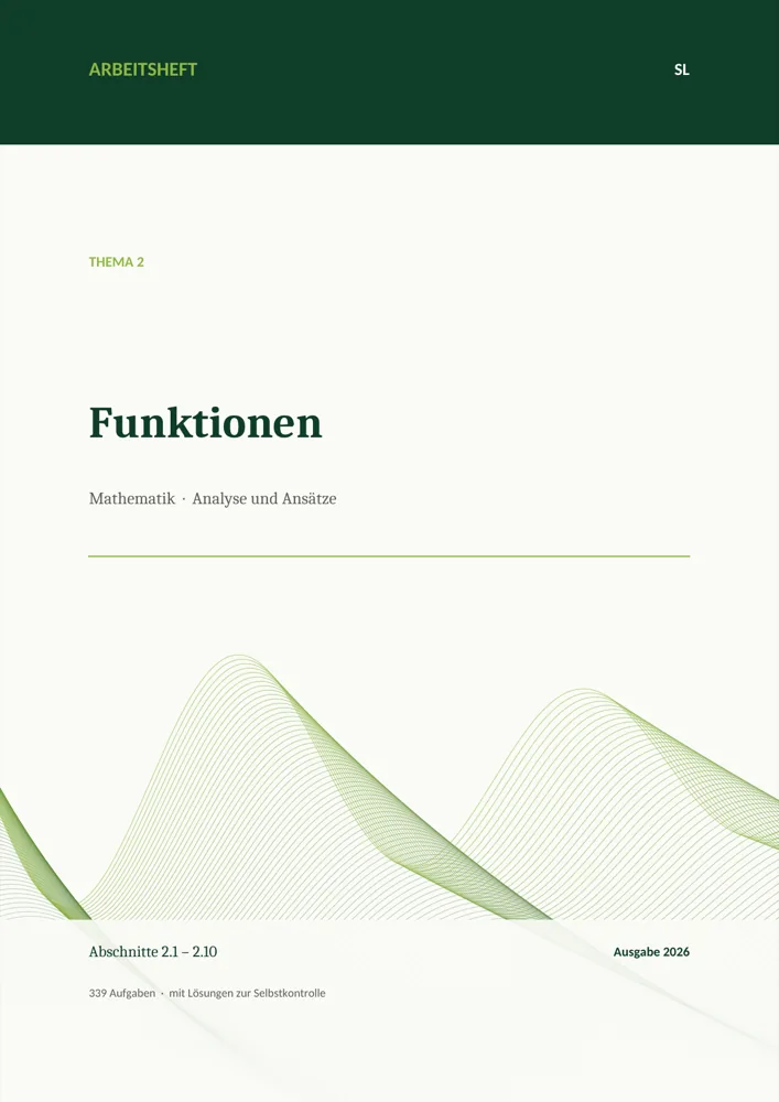 Umschlag des Arbeitshefts „Funktionen“, Thema 2, SL