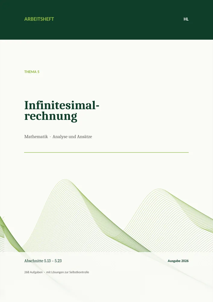 Umschlag des Arbeitshefts „Infinitesimalrechnung“, Thema 5, HL