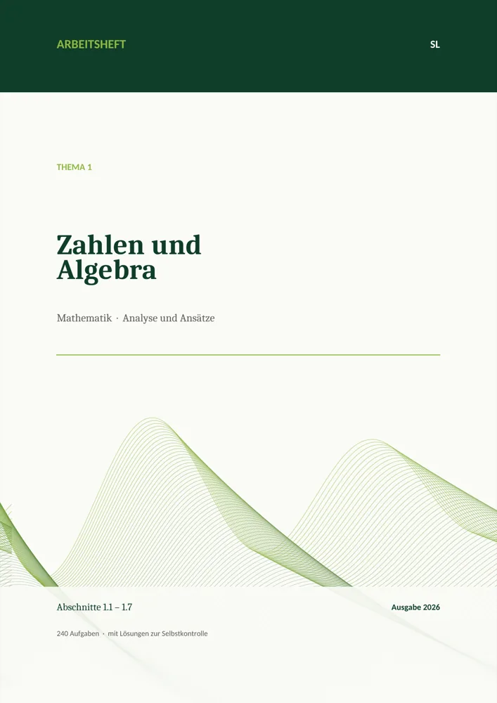 Umschlag des Arbeitshefts „Zahlen und Algebra“, Thema 1, SL